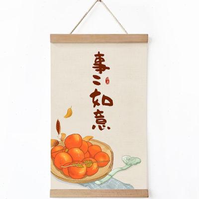 房间装饰小挂画暖居卷轴画入户玄关装饰画餐厅布艺挂轴画温馨墙画