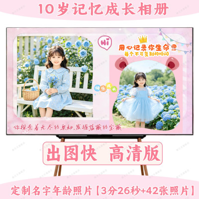 男女孩十岁生日大屏电子相册定制