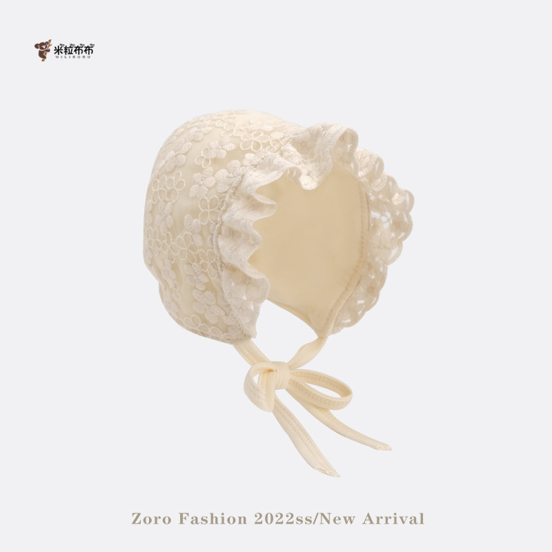 婴儿帽子宝宝春秋薄款蕾丝护耳套头帽女宝宝公主秋冬包头帽婴幼儿