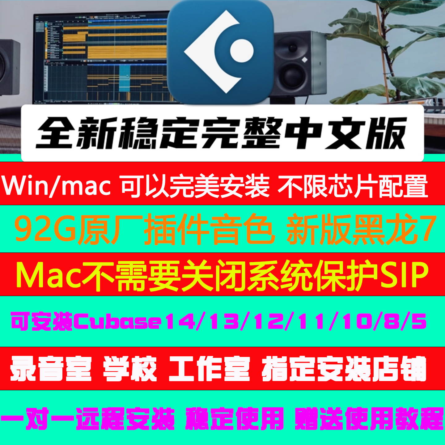 Cubase14/13/12Pro中文版 cubase音源/插件/教程 远程安装Win/Mac