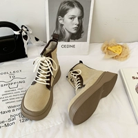 Martens, утепленные демисезонные короткие сапоги в английском стиле на платформе, коллекция 2022, в британском стиле, подходят для подростков, визуально стройнят
