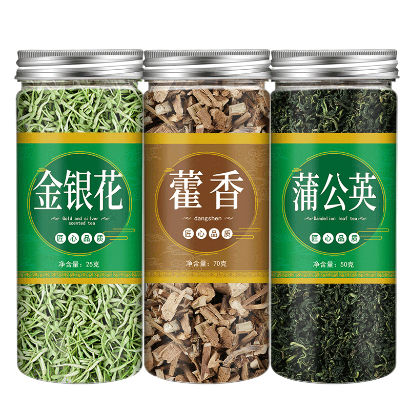 蒲公英金银花霍香中药材