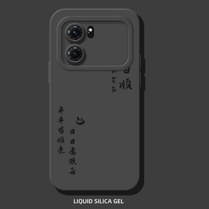 适用于oppok10手机壳Pro书法文字k9石墨黑k9x液态硅胶k5软壳防摔男外壳2024新款诸事皆顺55保护套