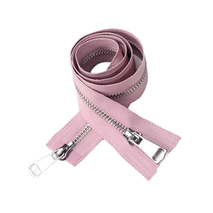 5号金属铜拉链银白齿双头双开长款羽绒服外套夹克拉锁头配件辅料