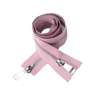 5号金属铜拉链银白齿双头双开长