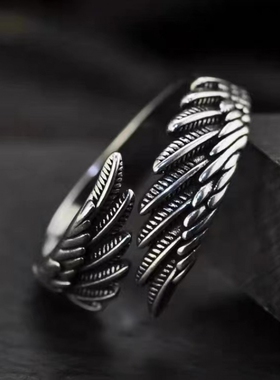 s925银天使之翼戒指男女对戒个性冷淡风开口情侣食指环森系手饰