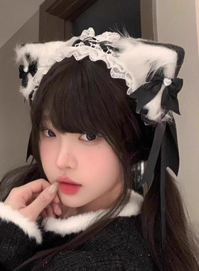 蓝色洛丽塔cos猫耳朵发箍lolita猫娘兽耳发带KC头饰发夹女仆发饰