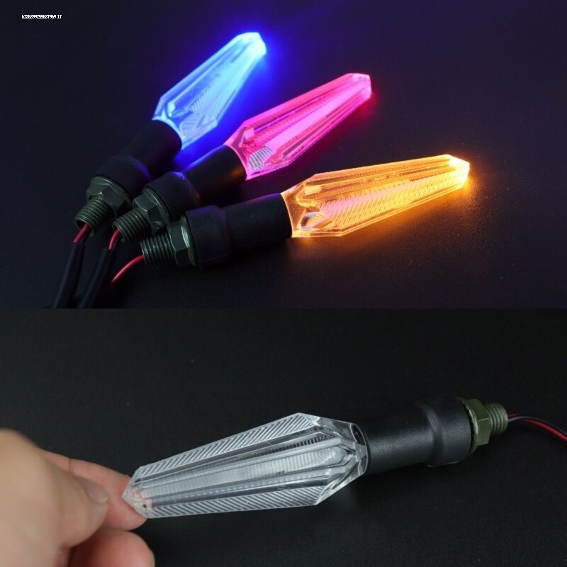 摩托车LED转向灯透明水晶款改装12v一对前后通用电动车转弯灯