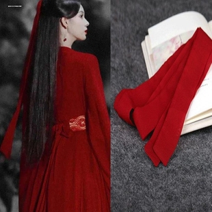 古风发带细长编发窄丝带绑发飘带汉服发饰儿童古装发绳红色束发带