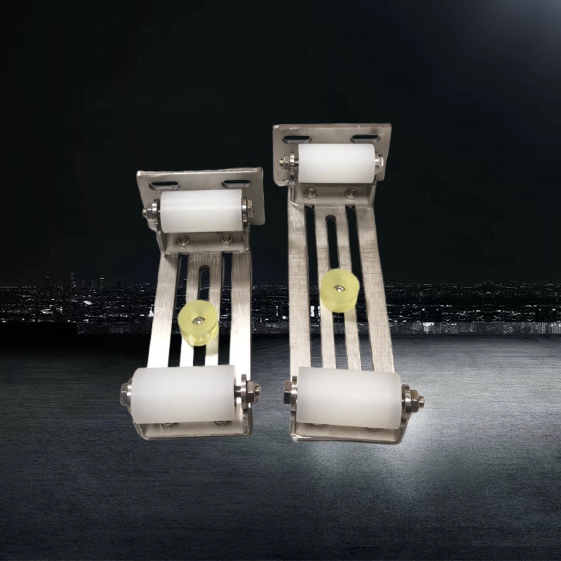 电动平移门框固定免摆动夹轮防撞两轮带架子尼轮静音推拉门后挡板