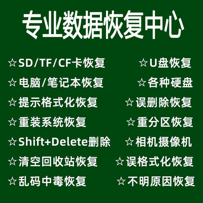 U盘内存卡SD卡硬盘打不开损坏丢失数据恢复 文件文档表格乱码修复