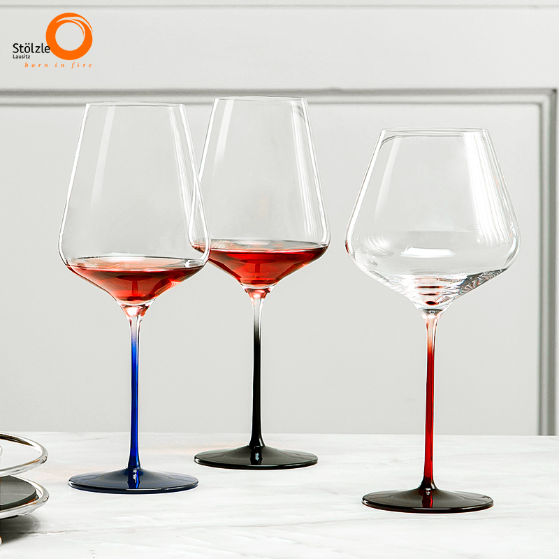 德国stolzle彩色水晶红酒杯