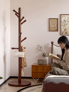 实木衣帽架落地式2025新款立式家用挂衣架置物卧室衣服收纳架子