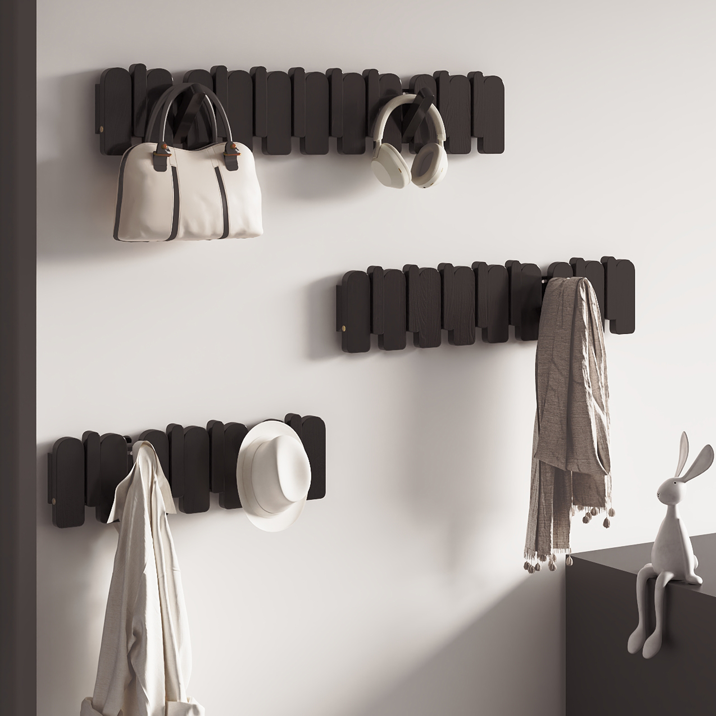 【免打孔安装】实木牢固挂衣架