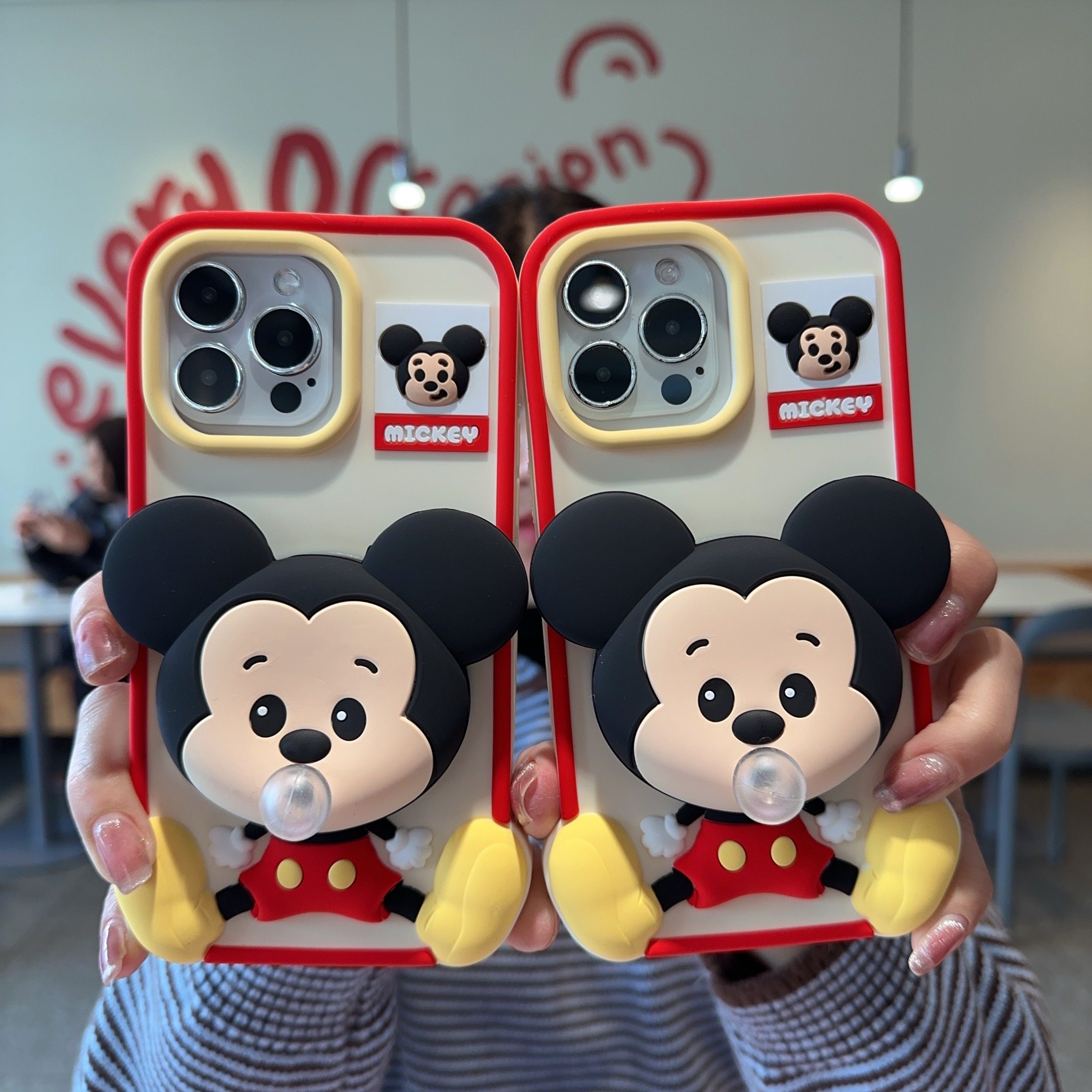 迪士尼米奇立体小公仔可爱适用iPhone16手机壳卡通硅胶吹泡泡