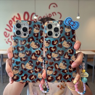 日本HelloKitty凯蒂猫可爱蝴蝶结iPhone16ProMax手机壳i17 克莱因蓝 13p软壳卡通猫咪豹纹苹果15pro保护套时尚
