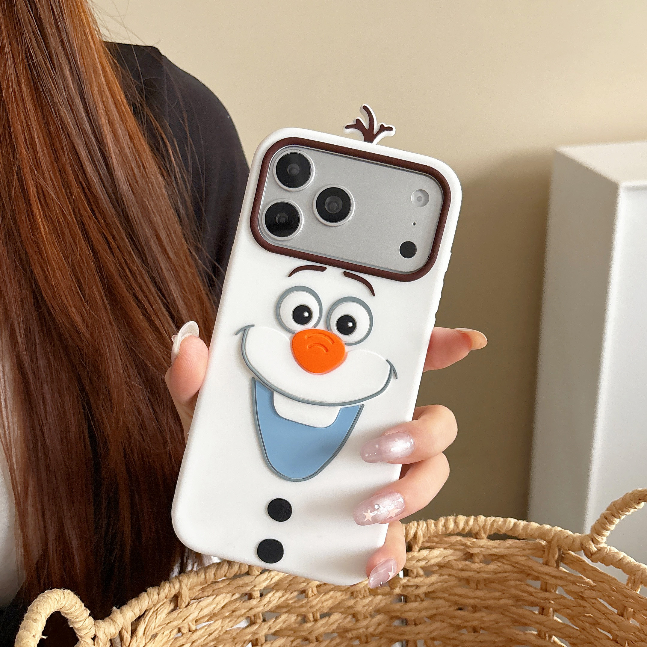 迪士尼冰雪奇缘雪宝卡通适用iPhone17ProMax手机壳立体公仔苹果16pro保护套全包防摔i17软壳时尚小红书同款16