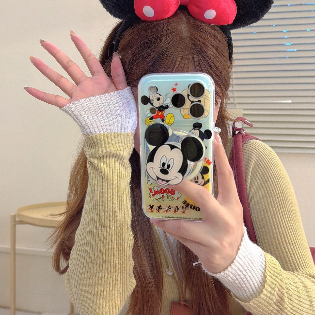 迪士尼卡通可爱米奇磁吸支架适用苹果17promax手机壳iPhone16pro软壳小红书网红不撞款15PM保护套14/13外壳17