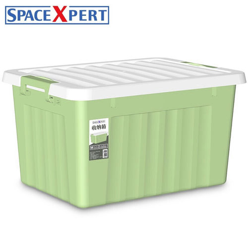 SPACEXPERT塑料收纳箱24L绿色单只衣物整理箱口罩收纳箱儿童玩具
