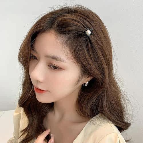 目柔珍珠发夹女刘海侧边抓夹小号头饰网红新款气质发抓鲨鱼夹子珍