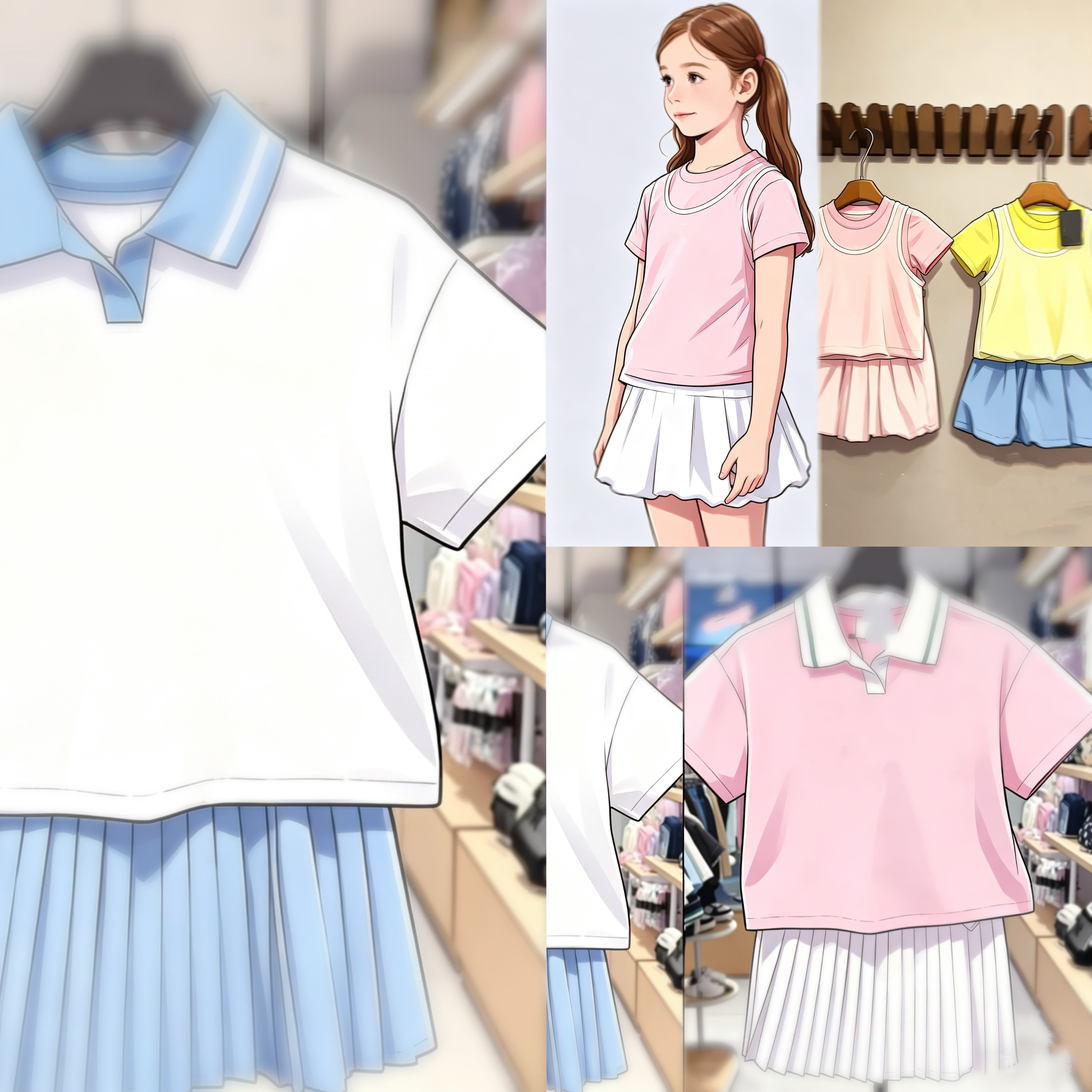 26夏季新款女童中大童120-160时尚运动休闲短袖裙子防走光两件套