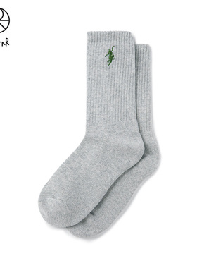 Polar Skate Co No Comply Rib Socks 人物刺绣舒适休闲运动中袜