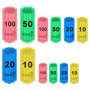 大号磁性计数捆状片10/16/20cm小学生一二年级数学教具磁性吸附式数数棒磁铁棒捆装片彩色片教师黑板演示用