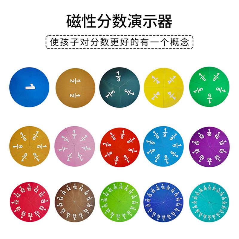 磁性分数问题演示器圆形磁吸附式分数块片大号教师用EVA分数墙认知学习加减法运算小学数学三四五年级教具,文具电教/文化用品/商务用品,教学仪器/实验器材,淘宝优惠券,粉丝福利购,淘宝优惠卷
