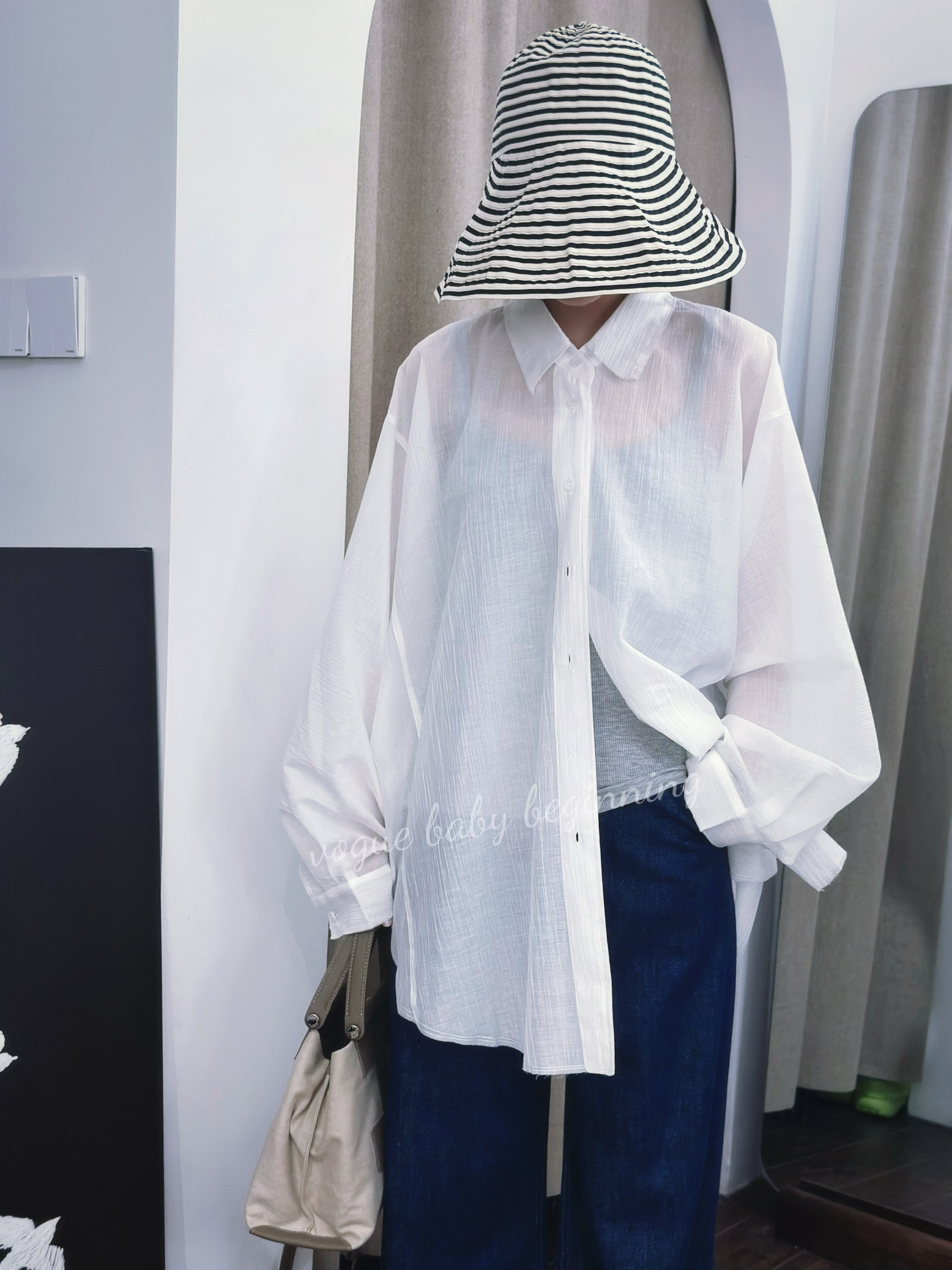 高级感微透天丝衬衫女夏季薄款透气宽松慵懒风两色防晒开衫衬衣