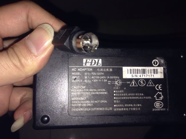 30V打印机电源适配器FDL1207H A 30V1.5A圆口三 24V电源线充电器