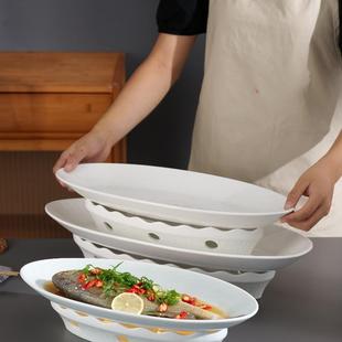 蒸鱼盘子大鱼盘剁椒鱼头专用盘子加热炉保温餐具酒店饭店商用家用