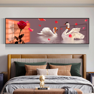 卧室床头装 饰画天鹅酒店房间挂画现代简约主卧客厅沙发背景墙壁画
