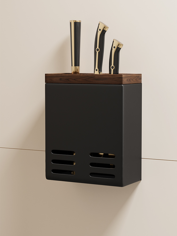核桃厨刀架储存架厨刀和筷子桶没有冲孔壁挂式家用刀架储存架