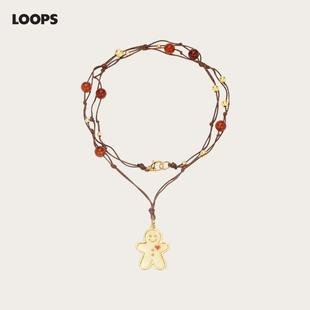 原创小众设计氛围感项链女2025年新款 CHEZ LOOPS姜饼甜心项链