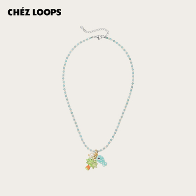 CHEZ LOOPS飞鱼幻想项链设计淡水珍珠原创磷灰石陶瓷吊坠生日礼物