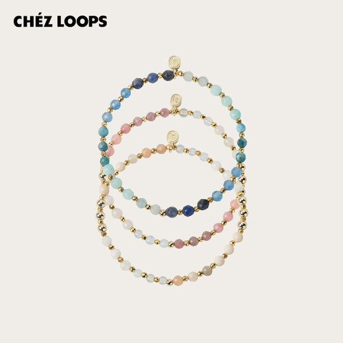 CHEZ LOOPS彩色天然石手链原创高级感玛瑙白化石手串套组生日礼物