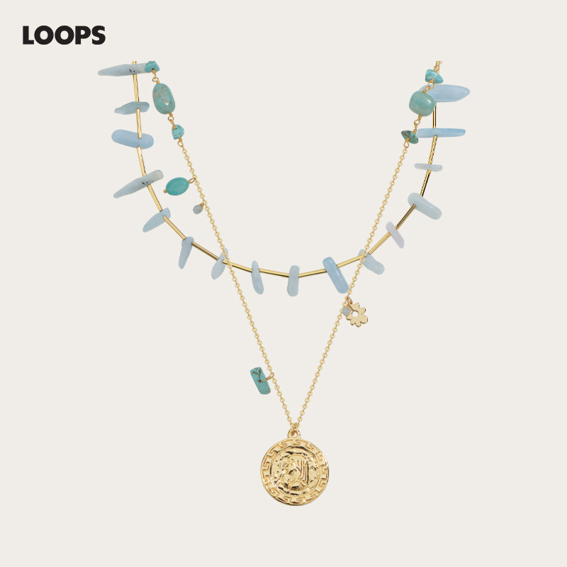 Loops海蓝宝天然石项链
