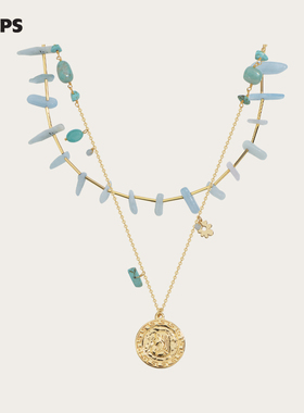 CHEZ LOOPS蓝石秘境项链 海蓝宝天然石原创小众设计可叠戴锁骨链