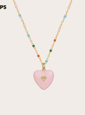 CHEZ LOOPS多彩珐琅项链原创立体爱心彩釉吊坠彩色项链新年礼物