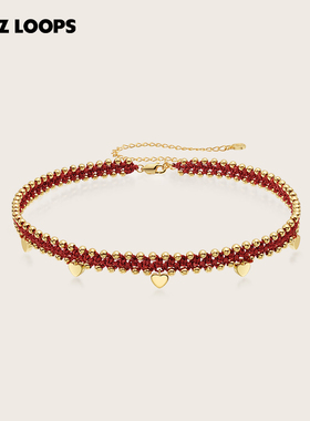 CHEZLOOPS红色镀金编织锁骨链