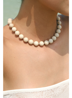 CHEZ LOOPS白化石项链 小众设计高级气质串珠新款锁骨链女款