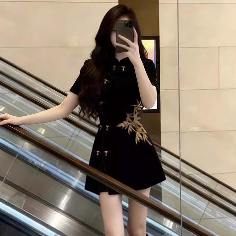 两件套2026早秋新款女新中式国风穿搭旗袍连衣裙短裤套装D4931