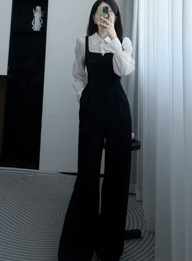 2025秋季新款衬衣假两件气质时尚高级收腰显瘦连体裤D3497