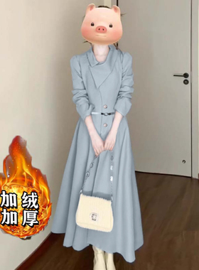 加绒加厚2025秋冬新款女中长款巨好看的流行爆款小个子裙子D3993