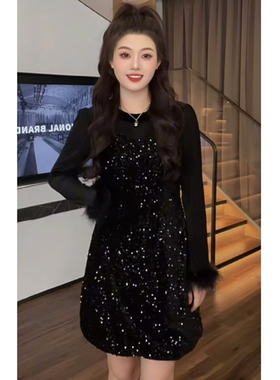 2026春季新款高级感连衣裙赫本风小黑裙遮肉显瘦包臀短裙子D0052