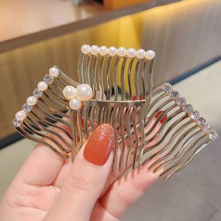 倒插珍珠无痕发夹发梳成年少女网红刘海夹韩国插梳边夹发卡发饰