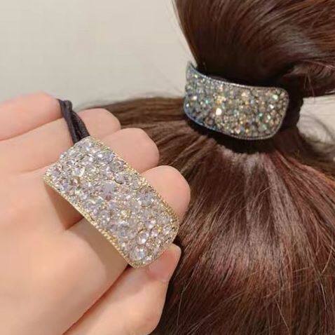 韩国东大门冷淡风优雅甜美水钻马尾扣发绳亮面金属气质头绳女头饰