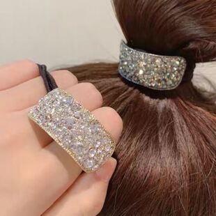 韩国东大门冷淡风优雅甜美水钻马尾扣发绳亮面金属气质头绳女头饰