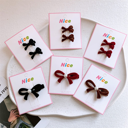 女童甜美蝴蝶结植绒小抓夹