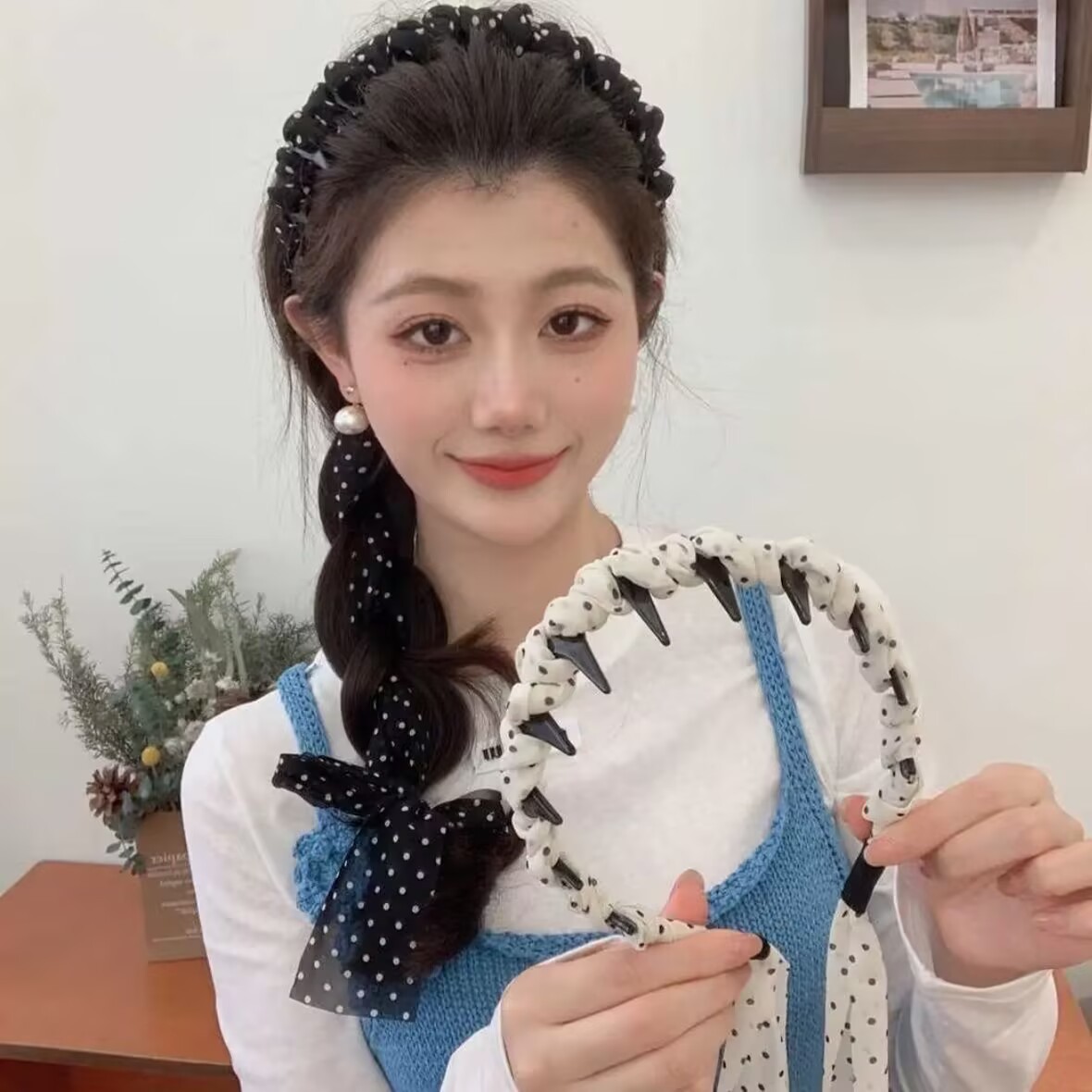 卷糖果波点飘带发箍女时尚发箍